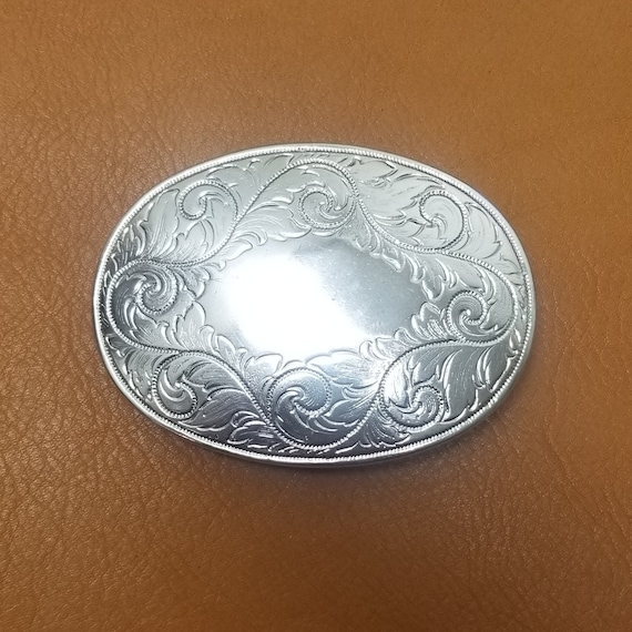 Vintage Bright Finish Western Cowboy Trophy Belt Buckle