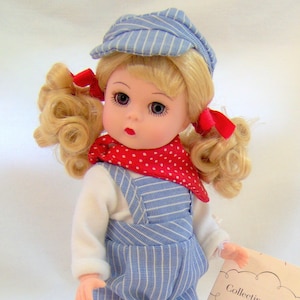 COLLECTING TRAINS Madame Alexander 8" Doll with Box and Tag - Rare, Retired Bachmann Train Conductor Doll Set