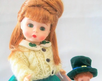 LUCK Of THE IRISH Madame Alexander 8&quot; Ireland Doll with Box and Tag - Very Rare, Retired Lucky Shamrock Doll and Leprechaun