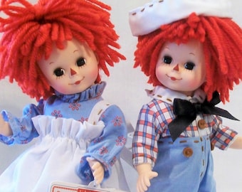 Vintage Brass Key Raggedy Ann & Andy Porcelain Doll - 2004