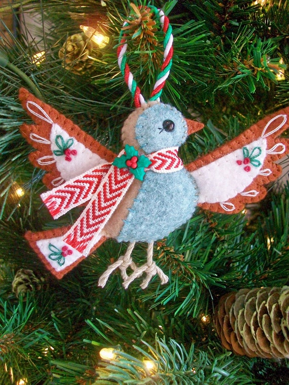 FELT BIRD ORNAMENT Handmade Christmas Ornament Wool Felt Christmas Bird Christmas Tree Ornament Ready to Ship Etsy UK