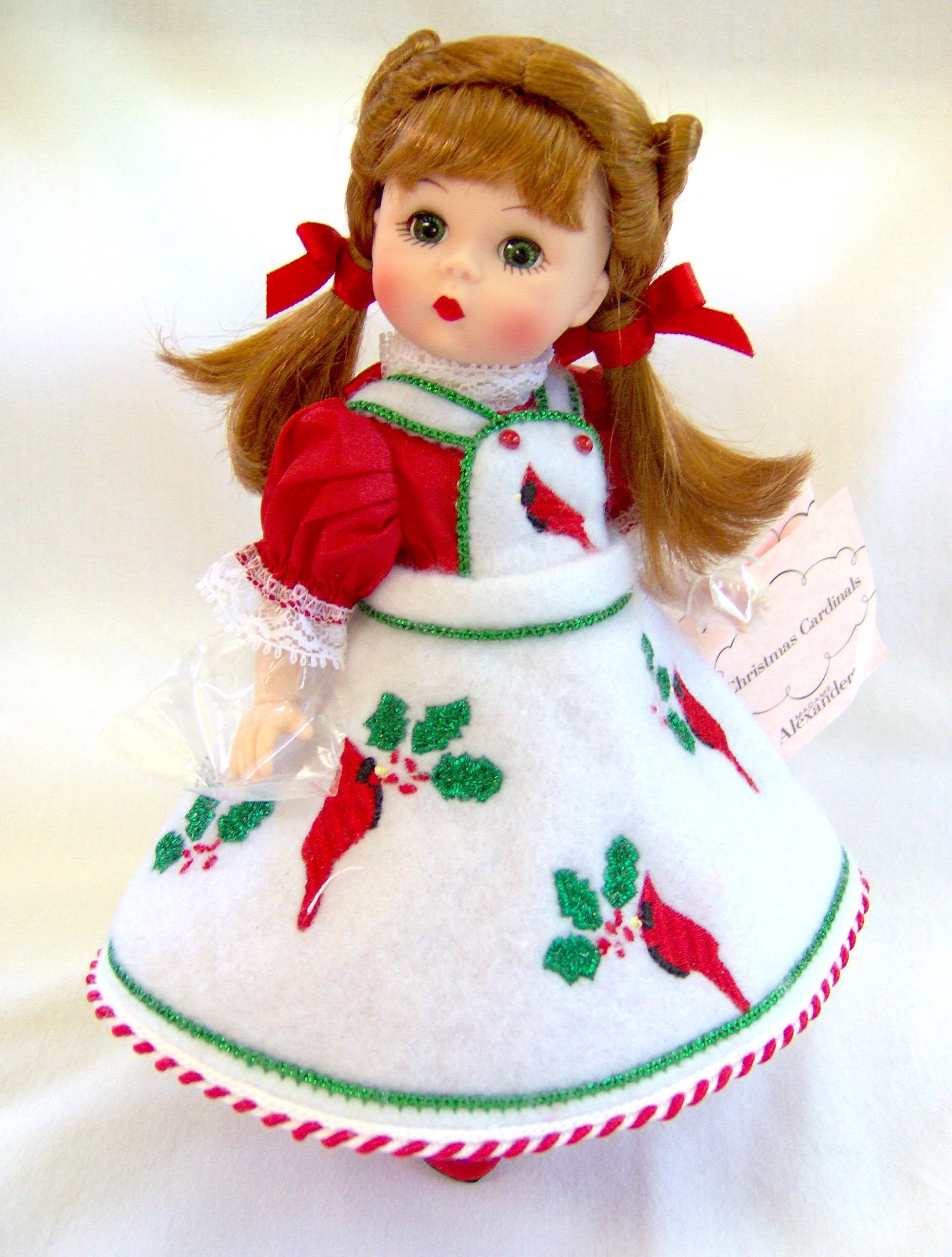 CHRISTMAS CARDINALS Madame Alexander 8" Holiday Doll with Box and Tag - Very Rare, Retired Christmas Cardinal Doll