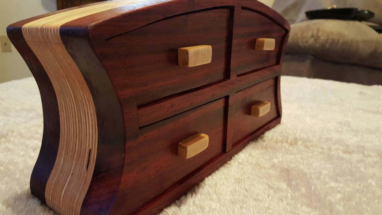 Bandsaw Box Featuring Padauk And Plywood With Maple Drawer Pulls