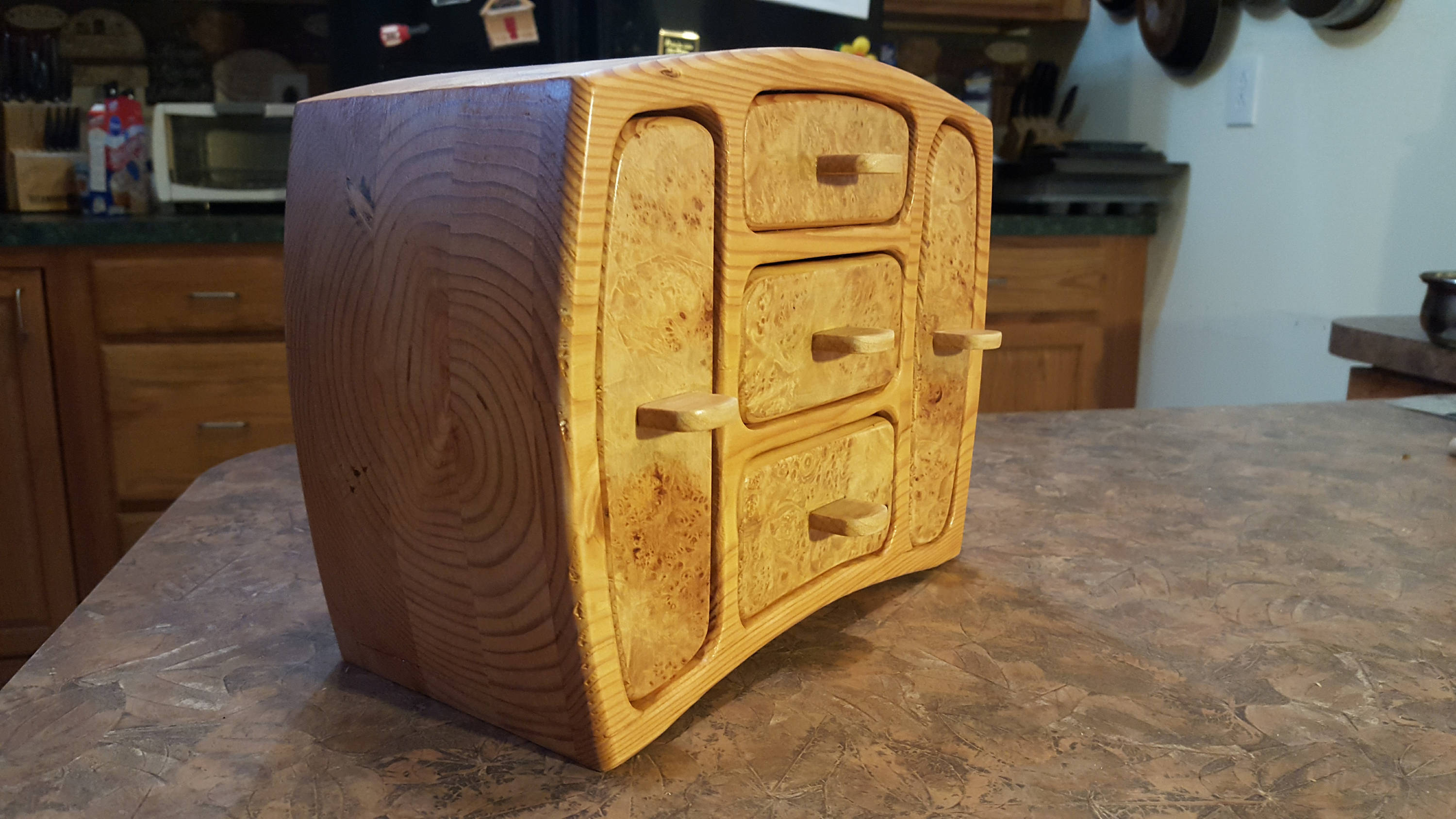 Bandsaw Box Made From Douglas Fir With Maple Burl Veneer