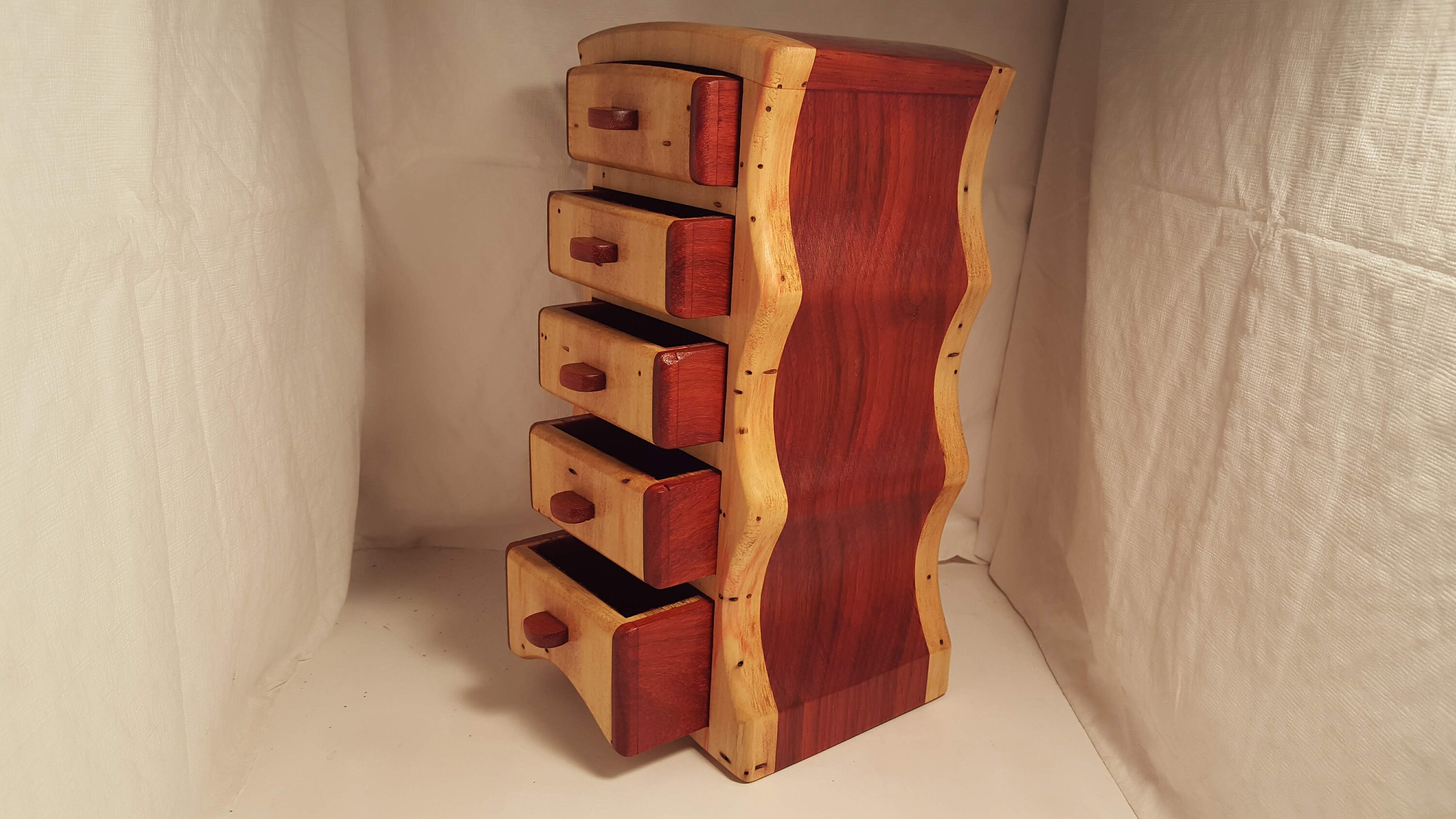 Bandsaw box made from padauk and red flame box elder great gifts