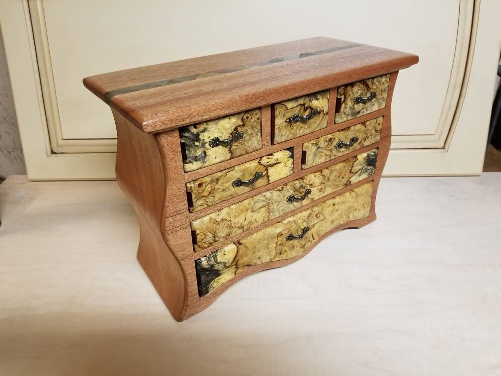 Bandsaw Jewelry Box Made From African Mahogany Buckeye Burl Purple Heart And Plywood