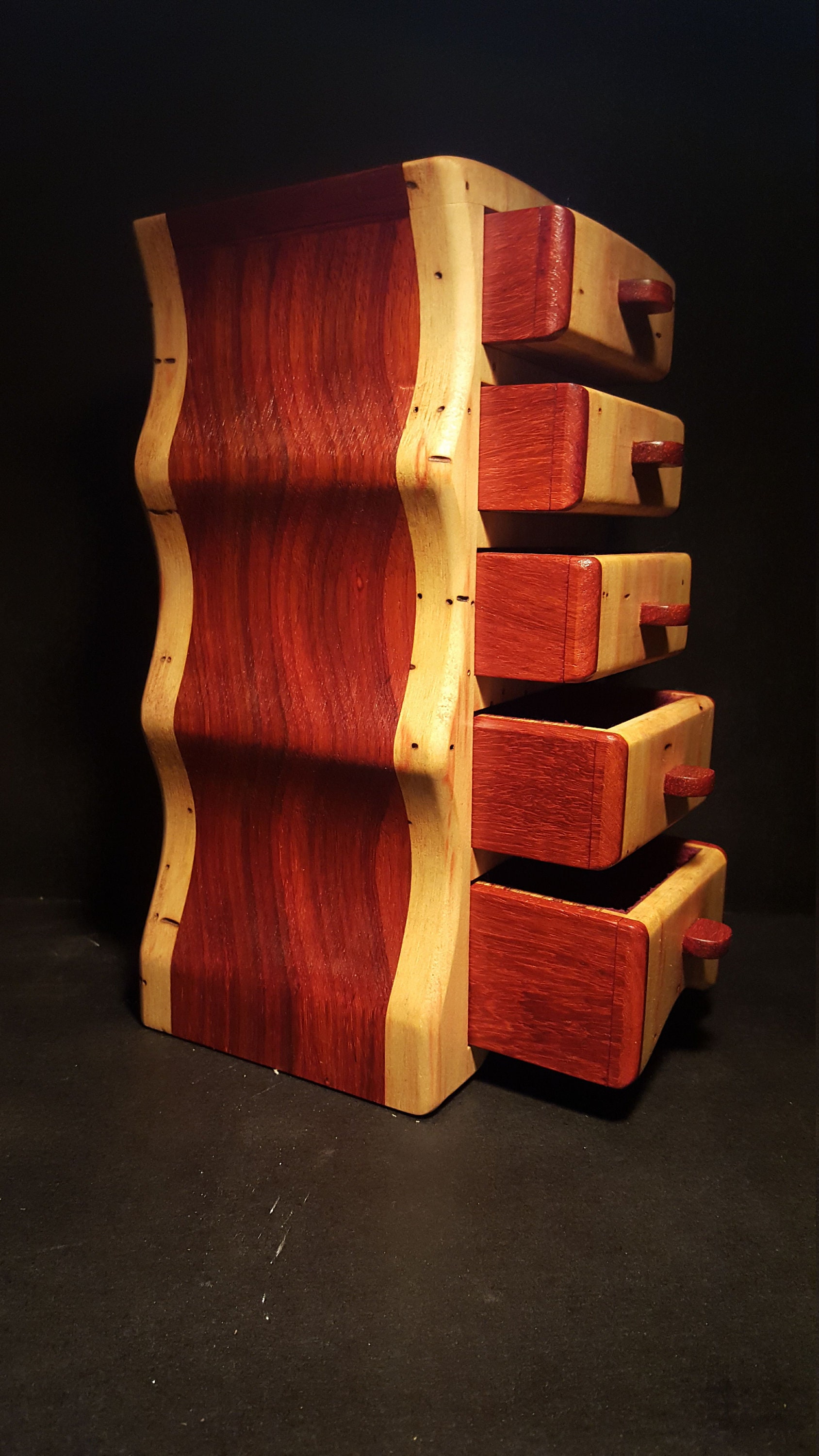 Bandsaw box made from padauk and red flame box elder great gifts