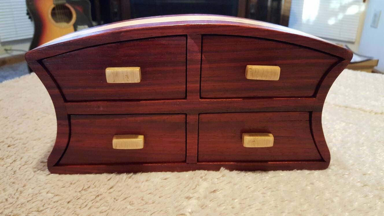 Bandsaw Box Featuring Padauk And Plywood With Maple Drawer Pulls