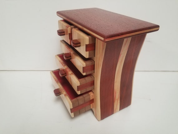 Jewelry/bandsaw box made from red flame box elder and padauk