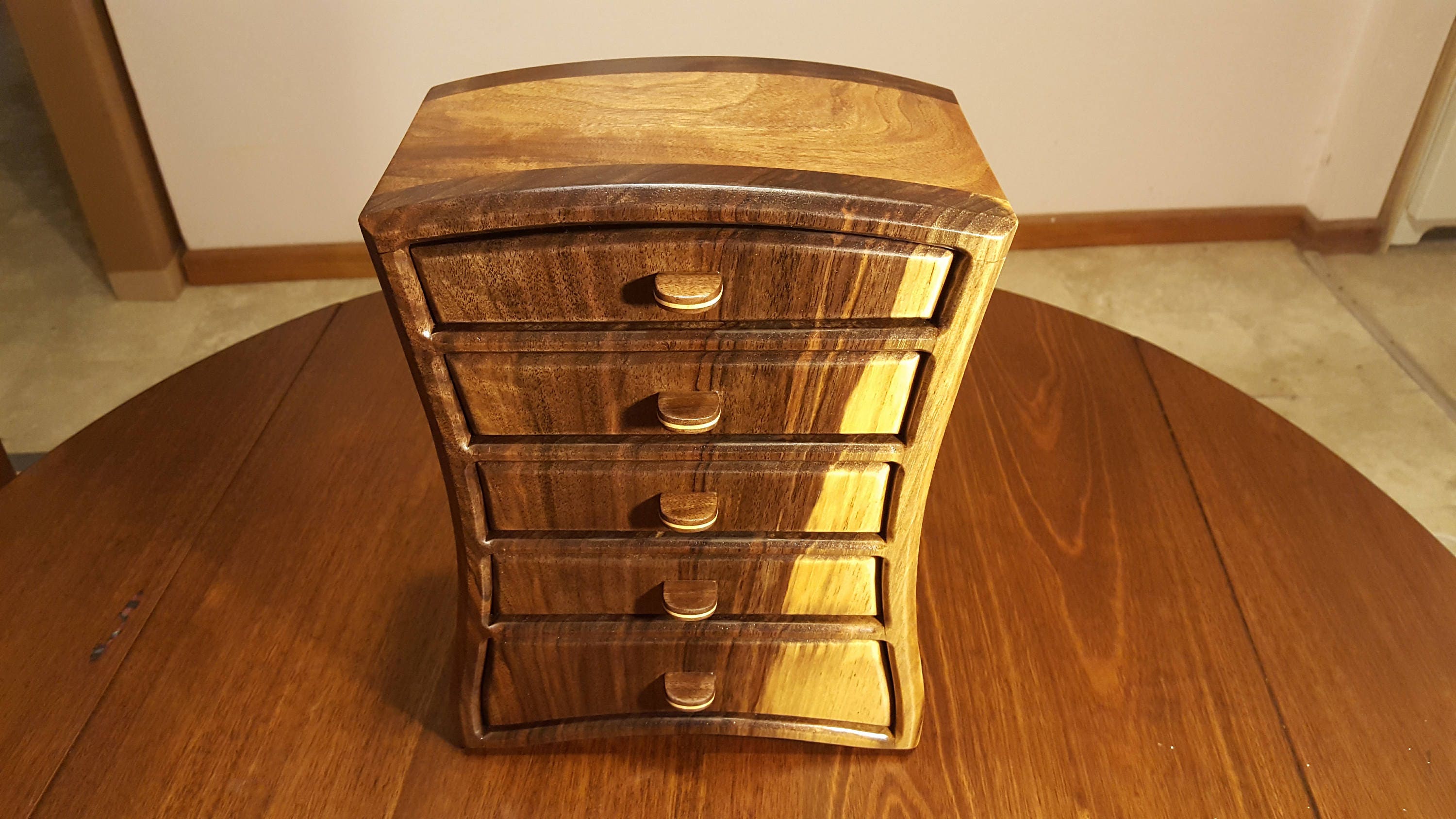 Bandsaw box made from claro walnut, maple,and plywood