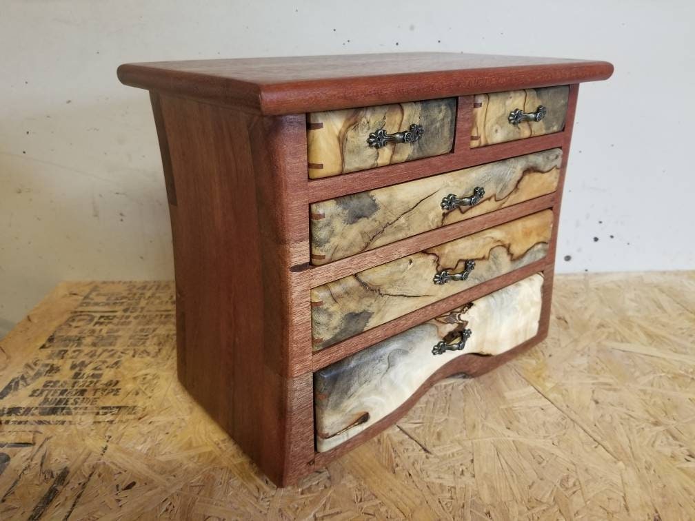 Bandsaw/jewelry box made from mahogany and buckeye burl
