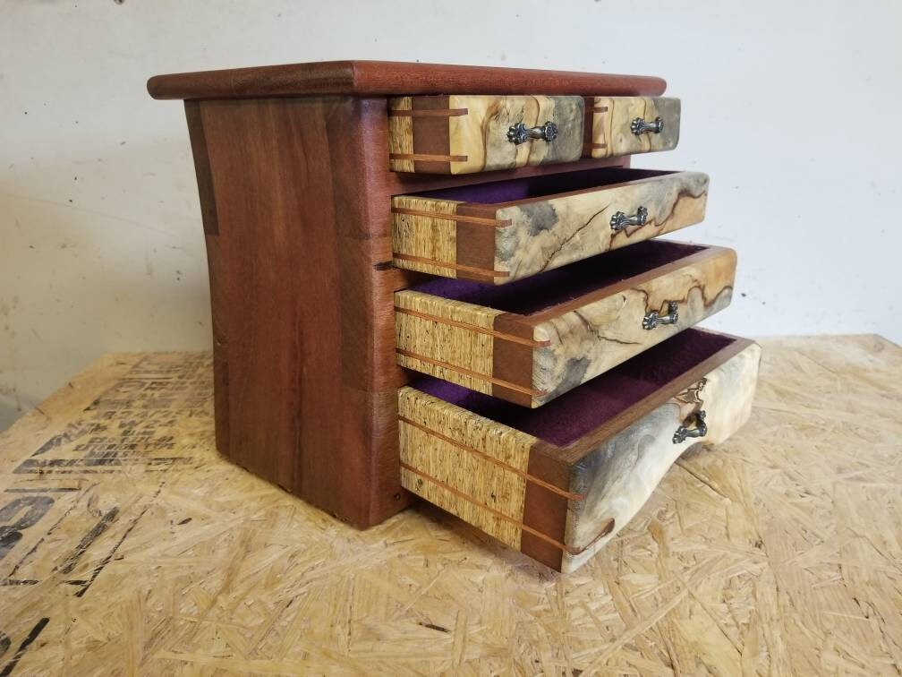 Bandsaw/jewelry box made from mahogany and buckeye burl