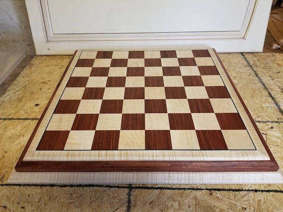 Wood Chess Board - Black Walnut and Curly Maple 2 inch squares