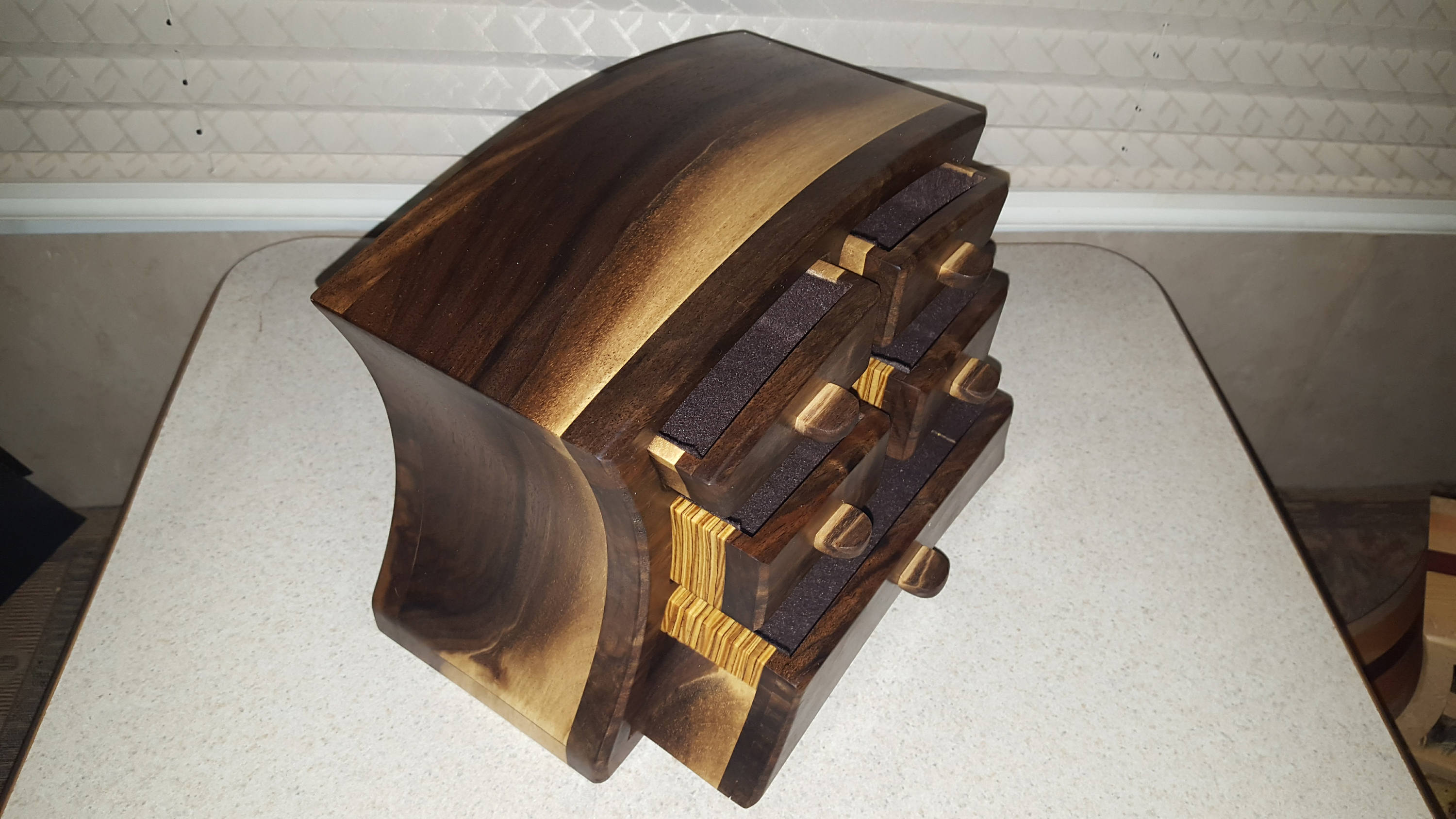 Bandsaw box made from claro walnut and an inner core of plywood