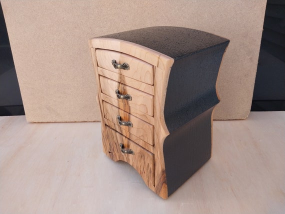 Bandsaw box made from figured maple with faux stone finish in oil rubbed bronze