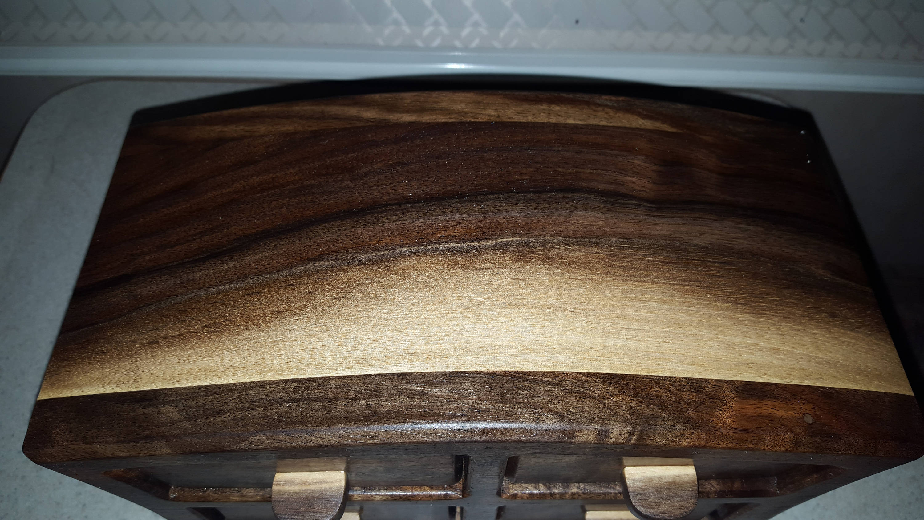 Bandsaw box made from claro walnut and an inner core of plywood