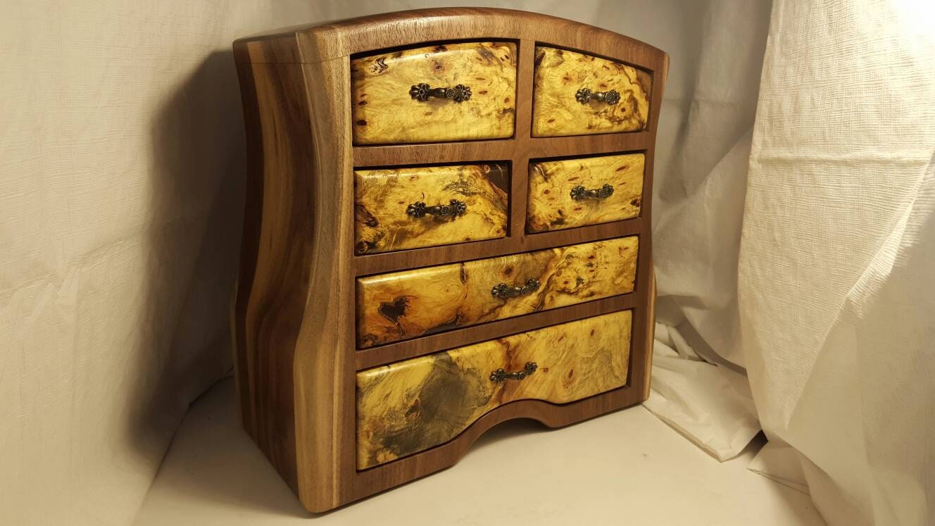 Jewelry Box Made From Black Walnut And Buckeye Burl