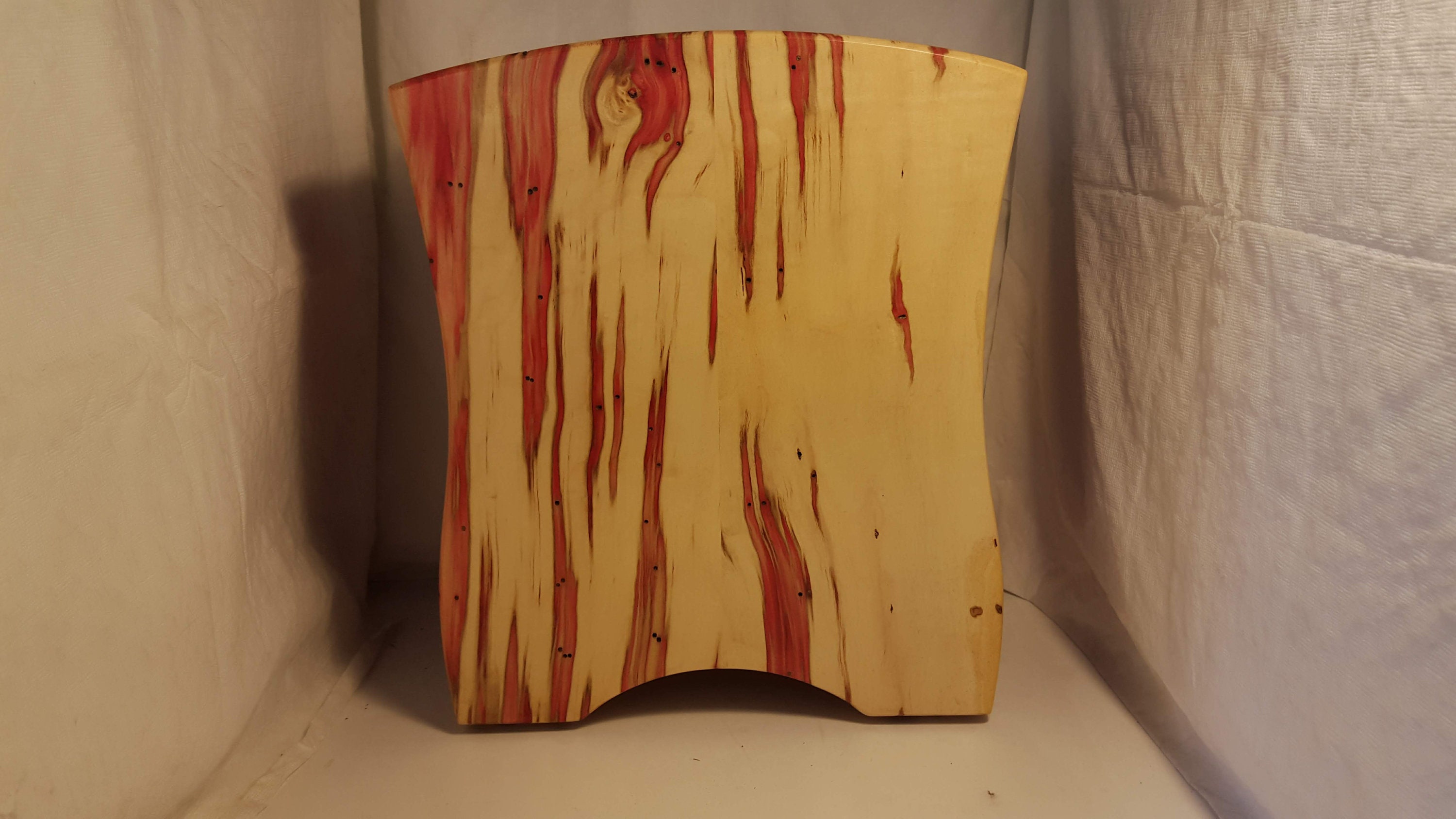 Bandsaw box made from red flame box elder, padauk,and plywood
