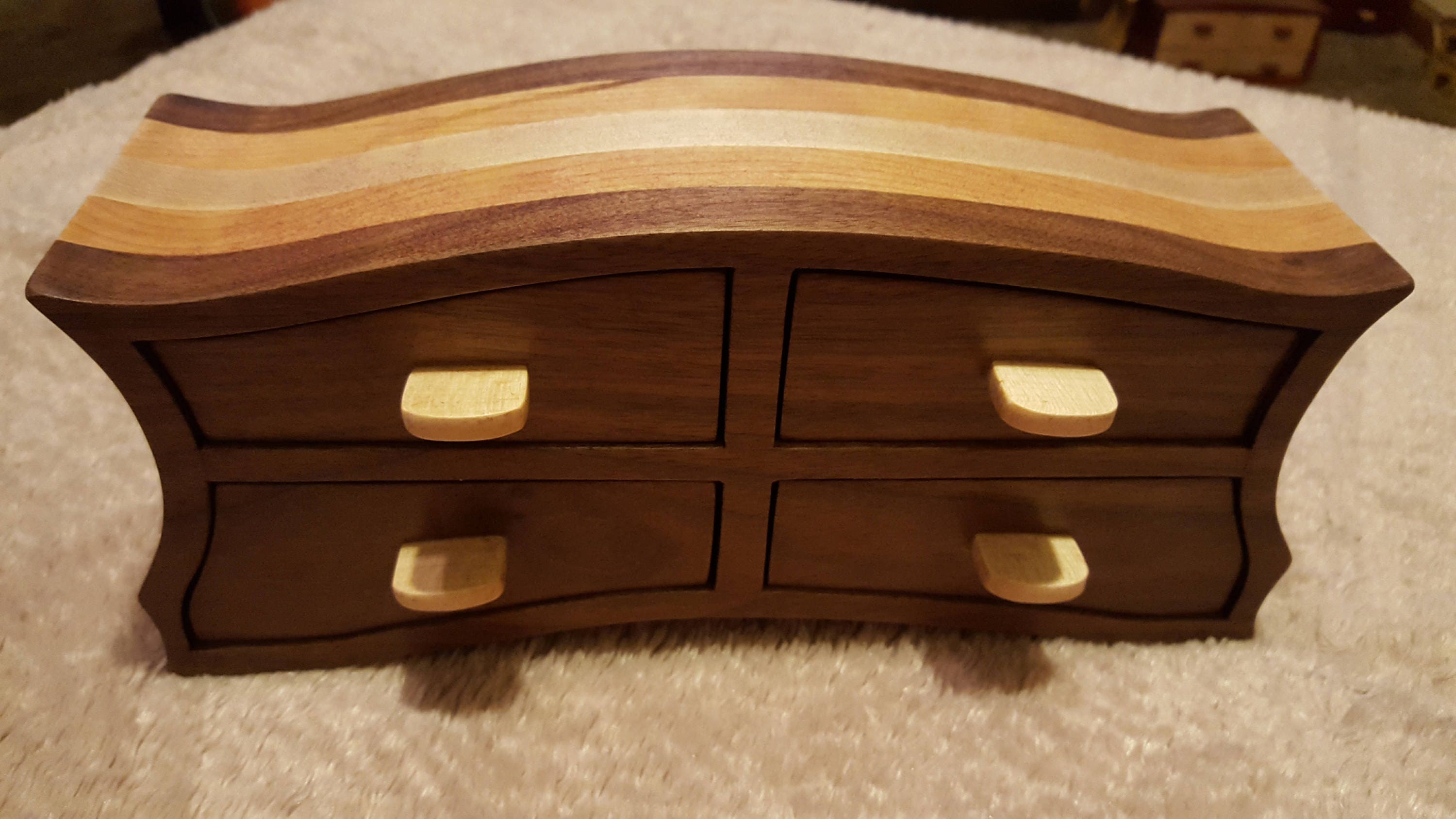 Bandsaw box made from black walnut, cherry,and maple
