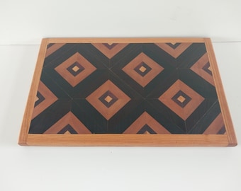 Endgrain cutting board made from rosewood, mahogany, cherry, and maple