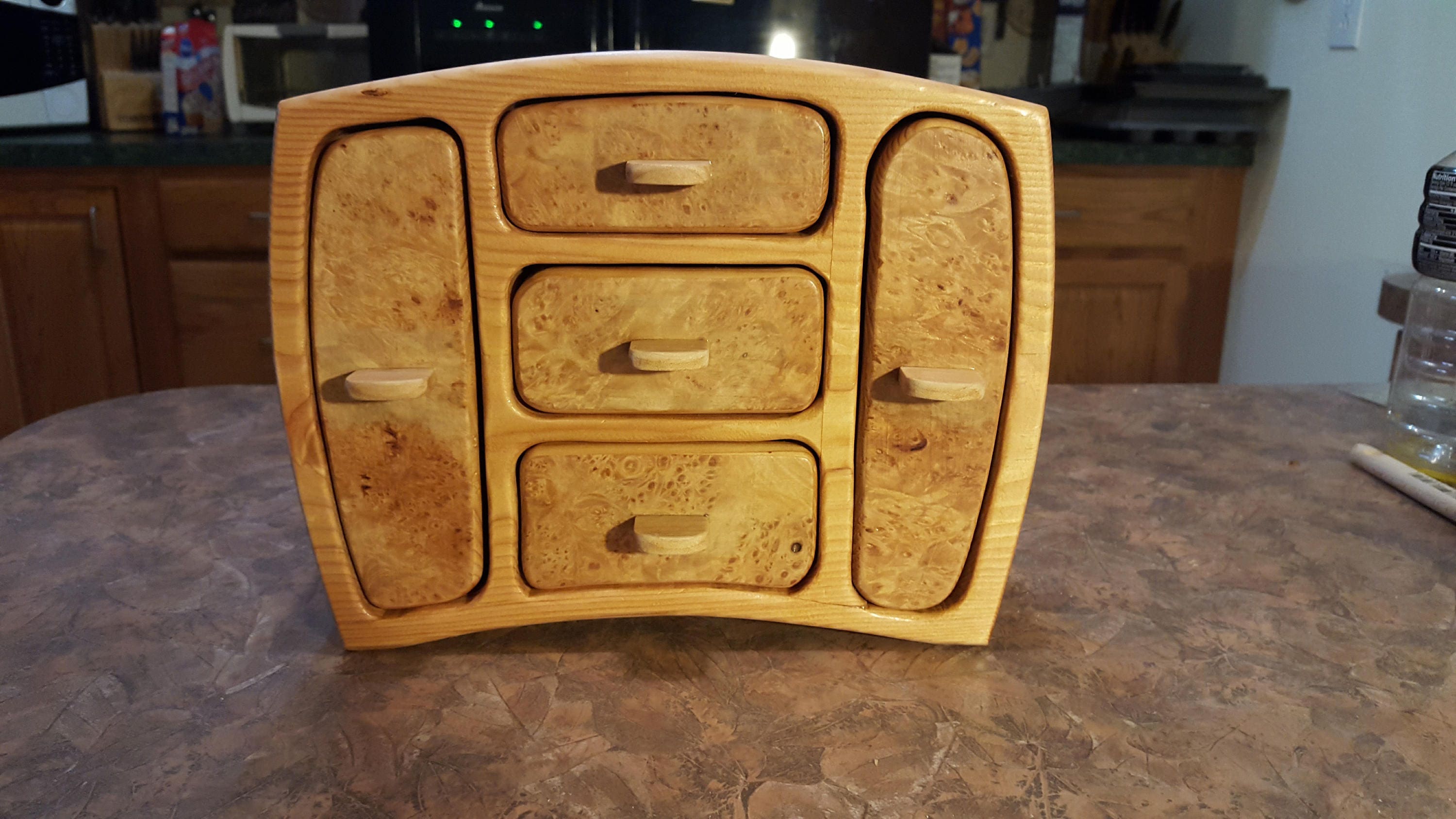 Bandsaw Box Made From Douglas Fir With Maple Burl Veneer