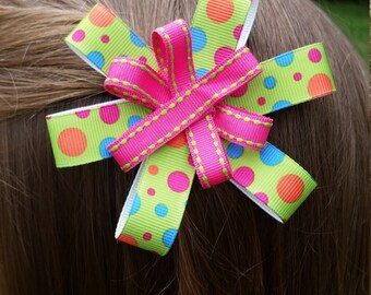 Multicolored Flower Hair Bow