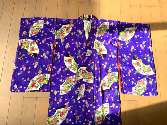 Vintage Silk Crepe Kimono, Vintage Japanese Clothe
