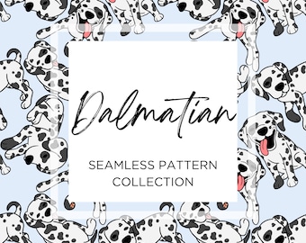 Colección de patrones dálmatas - Patrón de arte digital sin costuras - PNG - JPEG - Descarga instantánea - Lindo - Impresión bajo demanda - Patrón de perro
