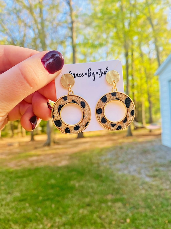 Cheetah hoop earrings deals