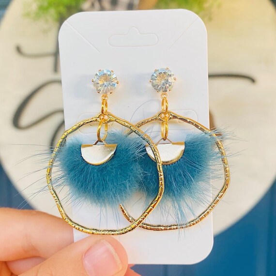 Fur hoop deals earrings