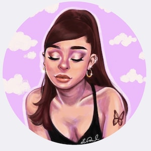 Ariana Grande sticker, holographic sticker, non holographic, ariana grande, fan art, digital art, sticker