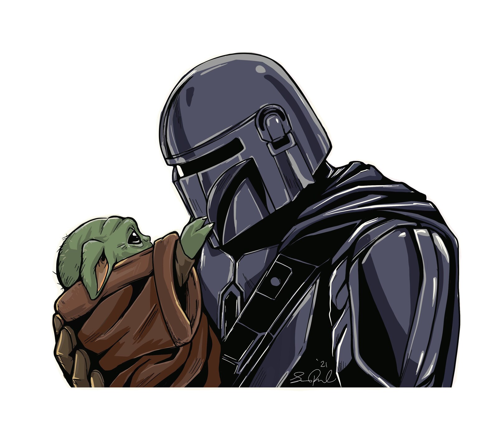 Grogu X Din Djarin Sticker Etsy