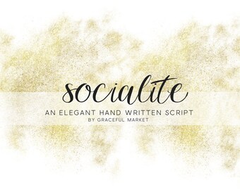 Socialite Script - Handwritten font - Cursive Letter font - Calligraphy font - Wedding font - Digital font download