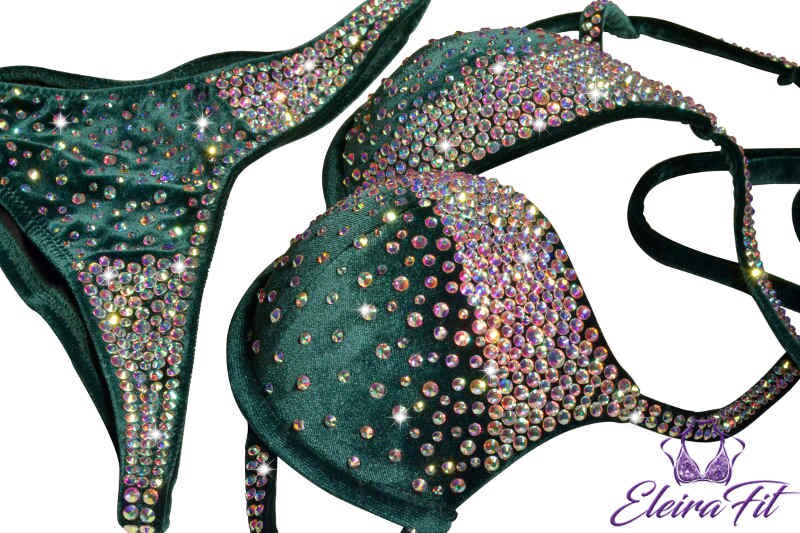 Bikini Competition Suit NPC/IFBB/Fitness Push Up Galaxy Green Etsy