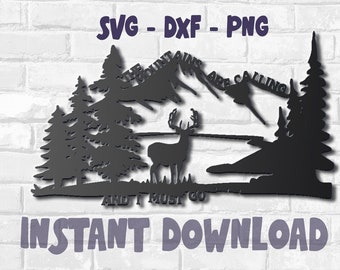 CNC Files Mountains Are Calling Sign, Cnc Plasma Dxf Files, Cut File, Rustic Cabin Decor, Mountains Wall Art, Instant Download