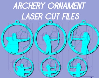Archery Customizable Laser Cut Files for Glowforge, Christmas Archer Name ornament, Laser Engrave Design File Downloads, Kids Sports SVG