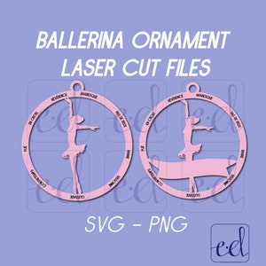 Ballet Customizable Laser Cut Files for Glowforge, Christmas Ballerina Name ornament, Laser Engrave Design File Downloads, Kids Dance SVG
