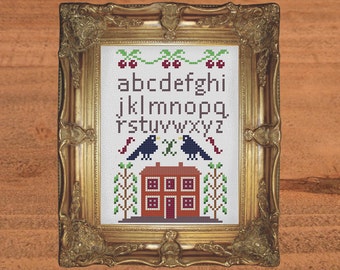 Cross Stitch Vintage Sampler, Unique Craft Gift for Her, Housewarming Gift for Couple, Craft Kitsch DIY Decor PDF Pattern Digital Download