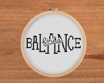 Hipster Hand-Lettering Find A Balance Kreuzstichmuster