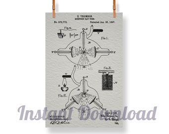 Patent Art Röntgen Tube X-Ray Printable Set, Patent Art Digital Download, Office Decor, X-Ray Gift Digital Poster Art