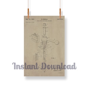 Patent Art Lathe Tool Holder Printable Set, Patent Art Digital Download, Workshop Decor, Lathe Tool Post, Aloris Digital Poster Art