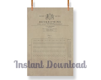 Patent Art Gage Blocks Printable Set, Patent Art Digital Download, Workshop Decor, Metrology, Swedish Digital Poster Art