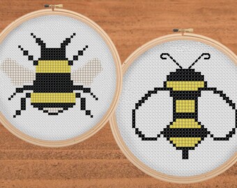2 Bumblebee Cross Stitch Patterns