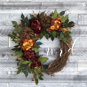 Hello Fall Wreath for Front Door, Farmhouse Fall Wreath, Thanksgiving Decor, Autumn Wreath, Fall Porch Decor, Fall Decor, Fall Wreaths