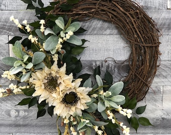 Fall Wreaths for Front Door, Wildflower Wreath, Fall Wreath, Fall Porch Decor, Autumn Wreaths for Front Door, Fall Decor, Autumn Door Wreath
