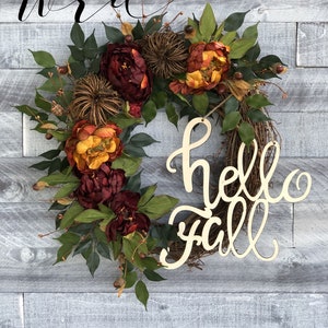 Hello Fall Wreath for Front Door, Farmhouse Fall Wreath, Thanksgiving Decor, Autumn Wreath, Fall Porch Decor, Fall Decor, Fall Wreaths