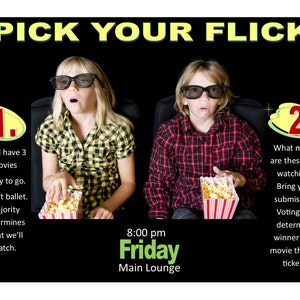 Movie Night Pick Your Flick - Program Advertisement -  Text Fully Editable