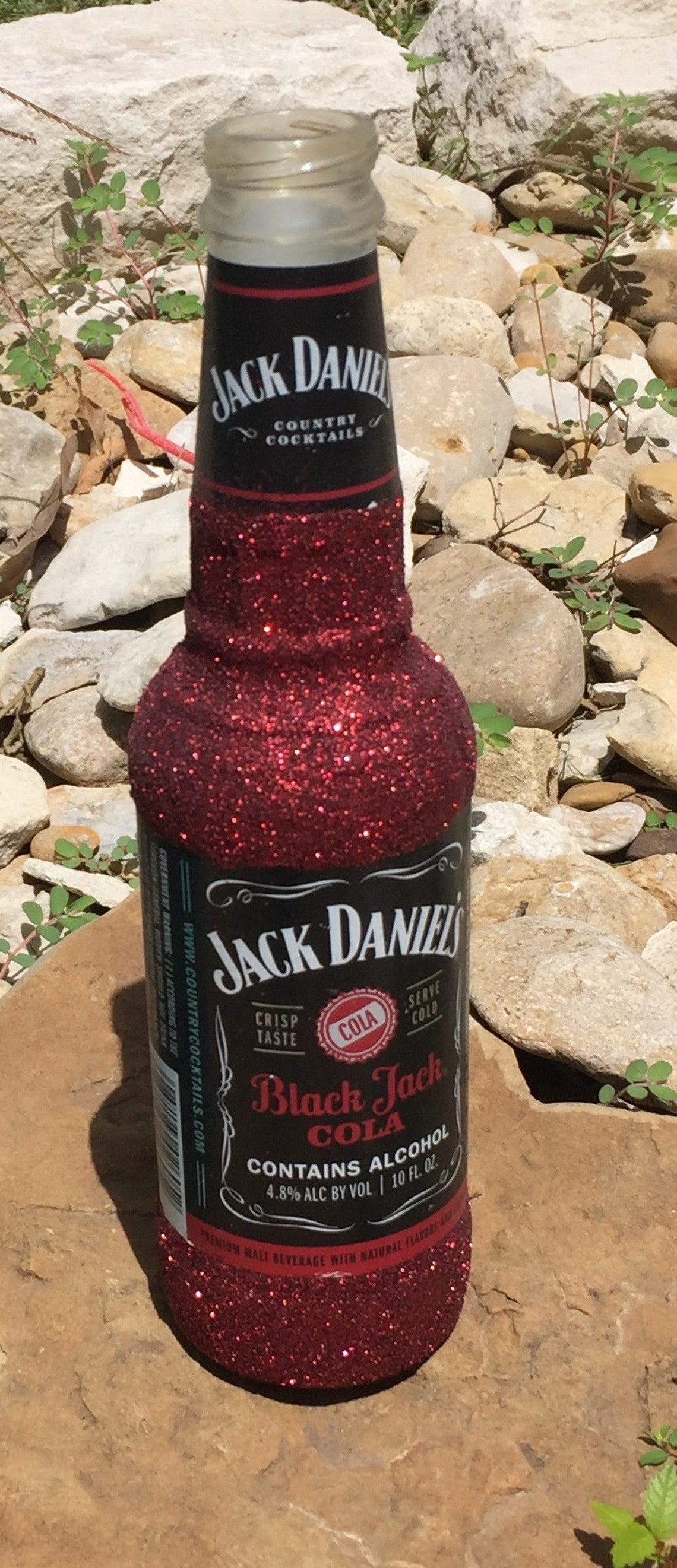 Red Glittered Jack and Coke Bottle Etsy UK
