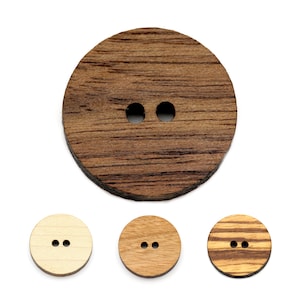Houten knopen natuur 12-30 mm van hout rond 25 stuks 2-gats knopen hout DIY knutselen naaien breien naaien haken sieraden maken