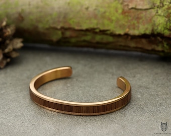 Amreif Silver / 18K Rose Gold with Walnut Wood Stainless Steel Wooden Jewelry Wood Bracelet Women Women Bracelet Gift Idea Accessories Birthday